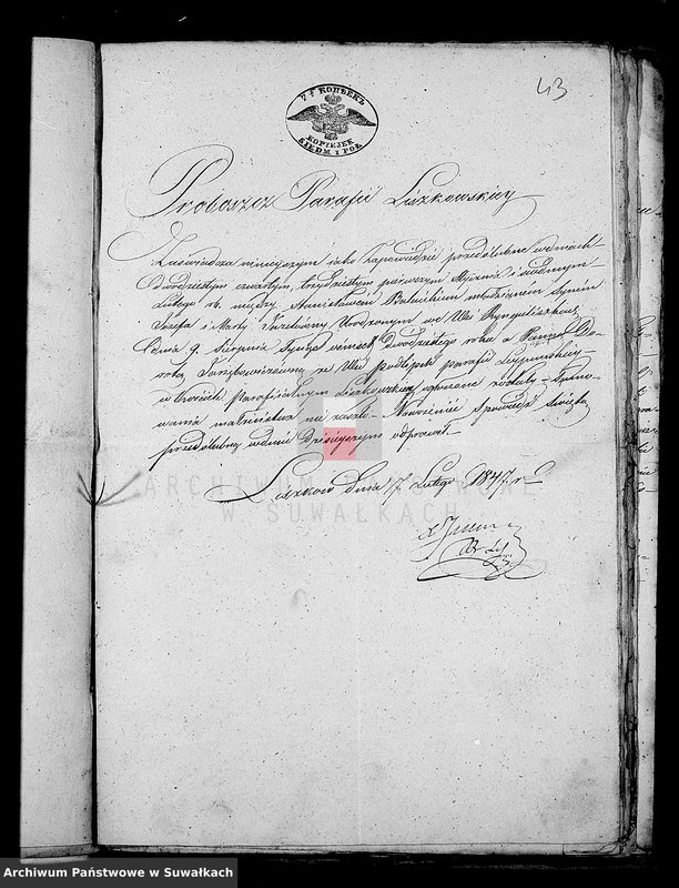 Obraz 16 z jednostki "Dowody do Akt Małżeństw Parafii Lejpuńskiej z Roku 1847."