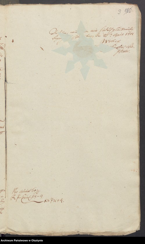 image.from.unit.number "In S. [Sachen] der Friderique Caroline Henriette geschiedene von der Oelsnitz geborene Müller wegen des in Subhastatione voluntaria erkauften Adelichen Guts Kirsteinsdorff [Kiersztanowo] H.[Haupt] Amts Osterode [Ostróda]"