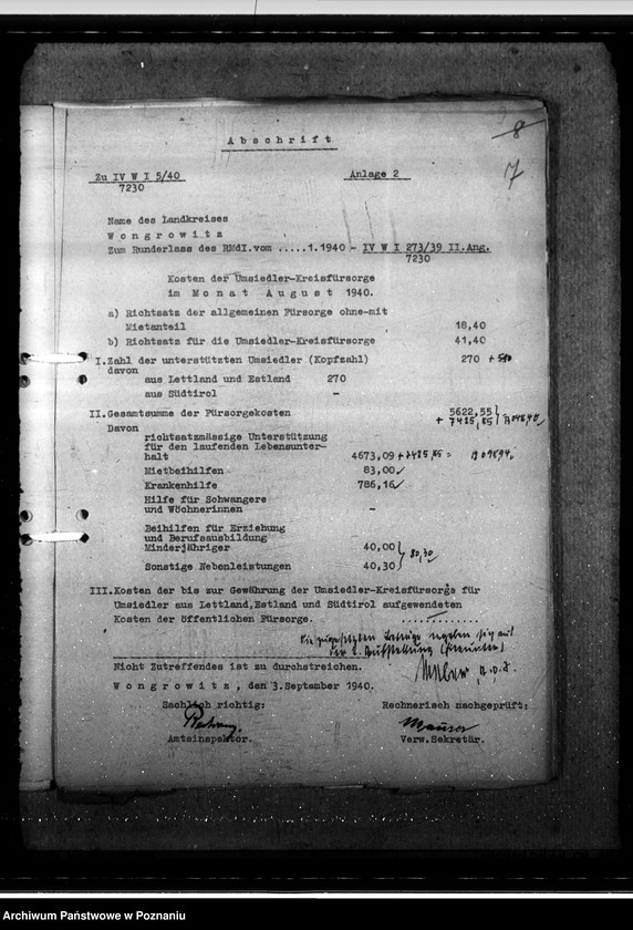 Obraz 12 z jednostki "Umsiedlerkreisfürsorge - Monat August"