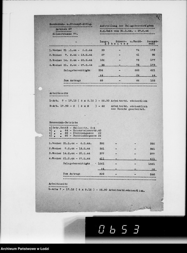 Obraz 11 z jednostki "Statistik [zatrudnienie i produkcja w Getcie według resortów i wydziałów, wykazy dostaw artykułów żywnościowych]"