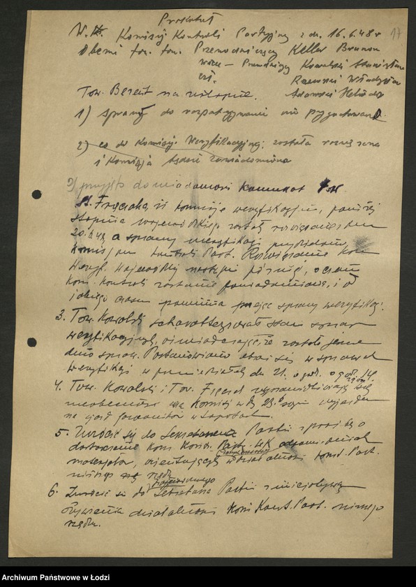 Obraz 18 z jednostki "Protokoły posiedzeń [Wojewódzkiej Komisji Kontroli Partyjnej wraz załącznikami]"