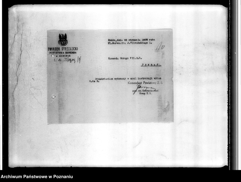 Obraz 14 z jednostki "Korespondencja Związku Strzeleckiego - sprawozdania z wycieczek i zawodów strzeleckich, sprawozdania z działalności"