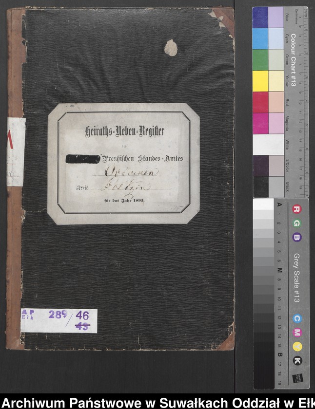image.from.unit.number "Heiraths-Neben-Register des Preussischen Standes-Amtes Orlowen Kreis Loetzen für das Jahr 1895"