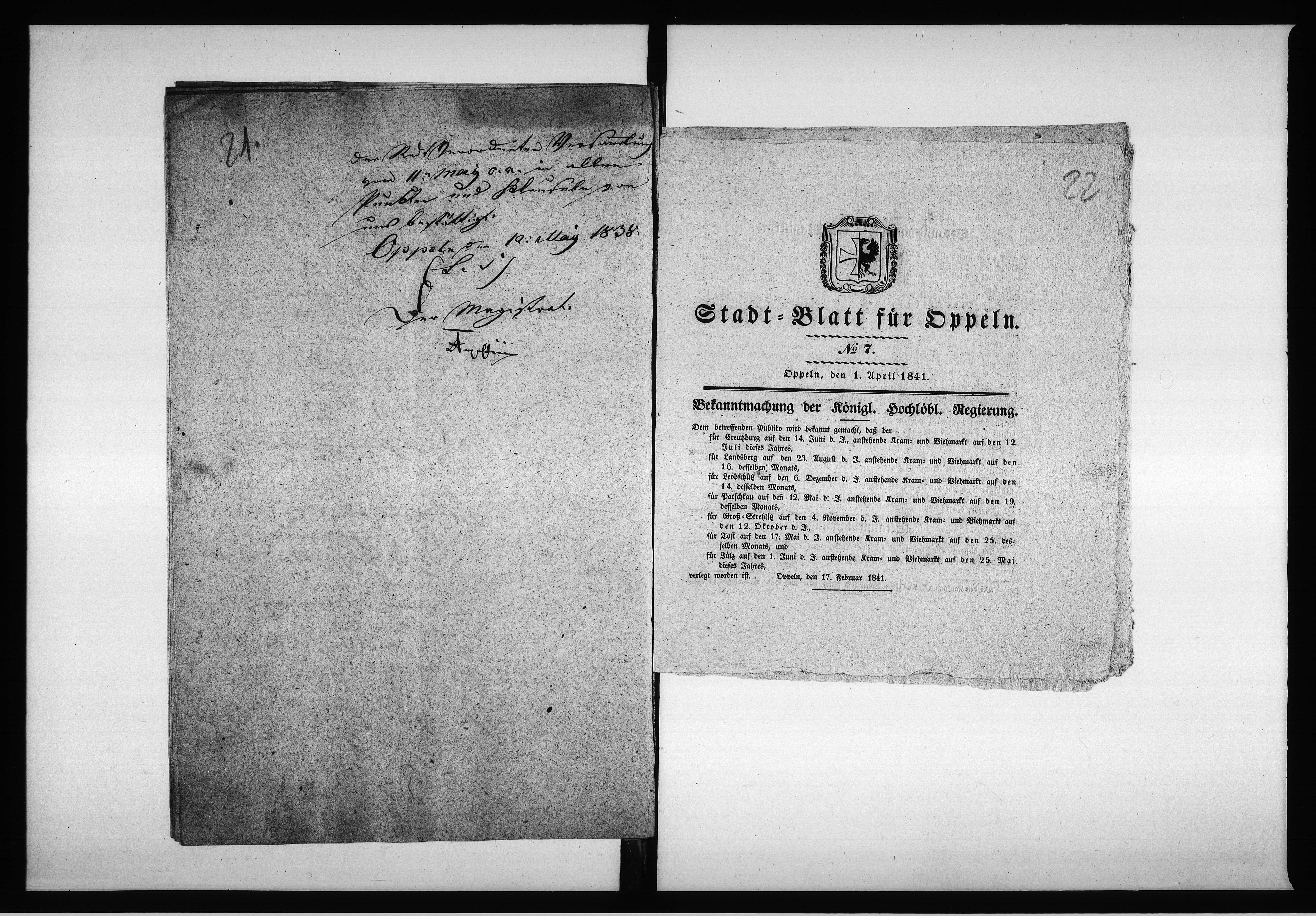 Obraz 16 z jednostki "Acta des Magistrats zu Oppeln betreffend: die Verpachtung der der hiesigen Stadt-Commune nach verbleibenden Mauth-Erhebungsstellen de Anno 1838"