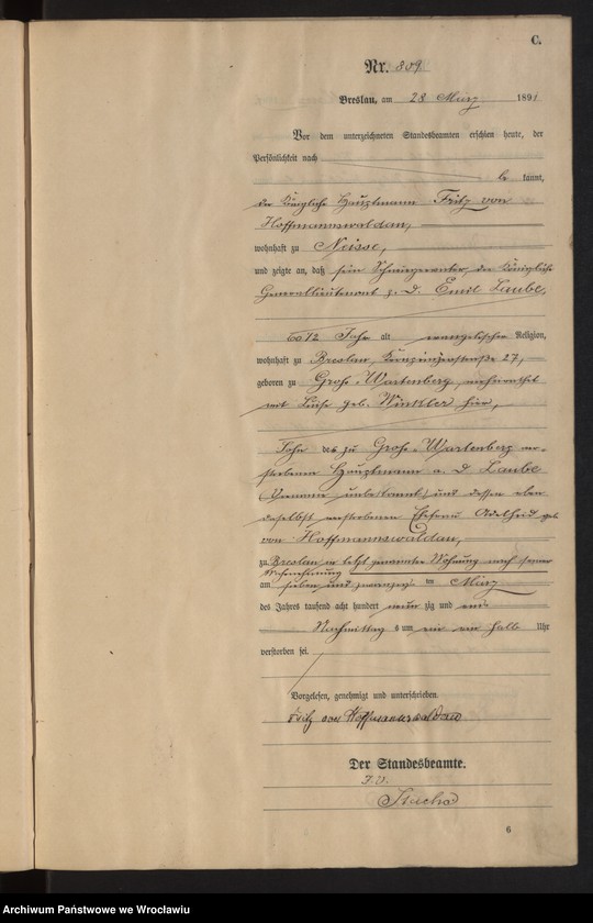 image.from.unit.number "Sterbe-Neben-Register Breslau II 1891 Band 3"