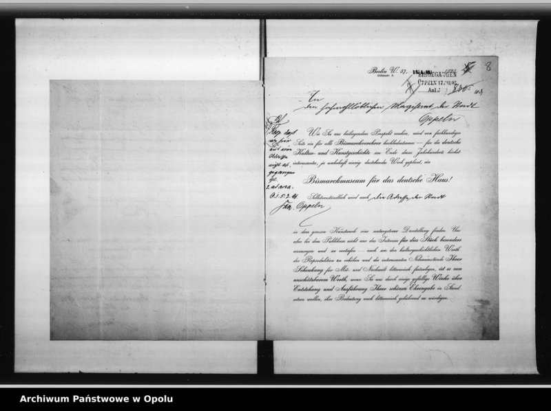 Obraz 11 z jednostki "Acta des Magistrats zu Oppeln betreffend Bismark - Feier pp."