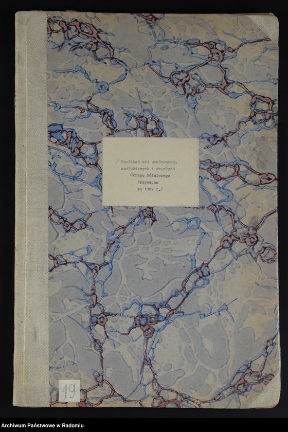 Obraz 1 z jednostki "[Duplikat akt urodzonych, zaślubionych i zmarłych Okręgu Bóżniczego Przysucha za 1887 r.]"