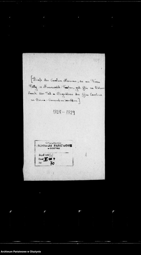 image.from.unit.number "/Caroline Neumann an Frau Patty v. Auerswald- Faulen, gb. Gfin zu Dohna- Lauck über Tod u. Begräbnis der Gfin Caroline zu Dohna- Carwinden/"