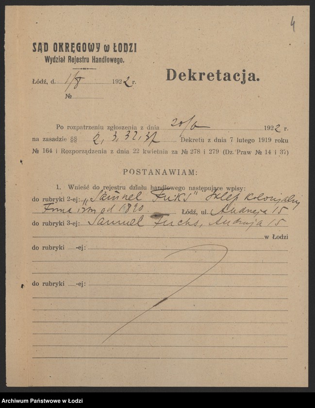 Obraz 6 z jednostki "Samuel Fuks – sklep kolonialny"