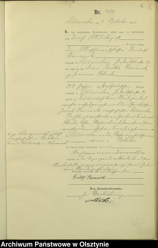 image.from.unit.number "Sterbe-Haupt-Register Tom II,Nr 400 - 542"