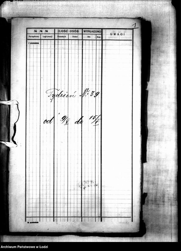 Obraz 4 z jednostki "Dzielnica XVIIb. Wykaz wydanych wsparć biednym za 2 tygodnie 39/40 od 9 do 22 V 1915"