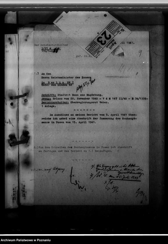 Obraz 13 z jednostki "Ernennung des Landeshauptmanns. Berufungen der Kreisräte"