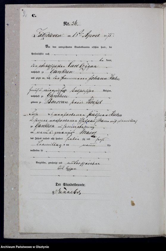 Obraz z jednostki "Sterbe-Haupt-Register Nr 35 - 56 /fragment księgi/"