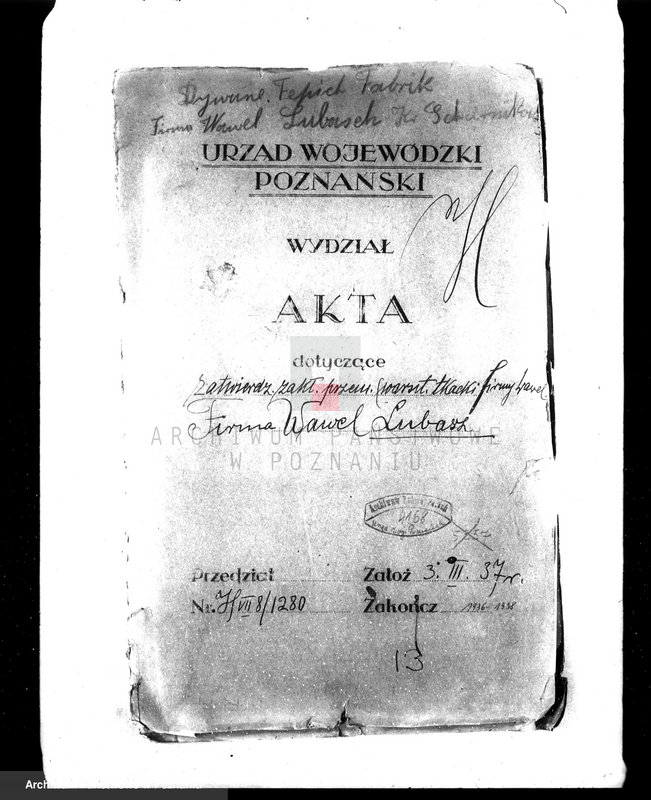 Obraz 4 z jednostki "Zatwierdzenie zakładu przemysłowo /warsztat tkacki firmy Wawel w Lubaszu pow. czarnkowski/"