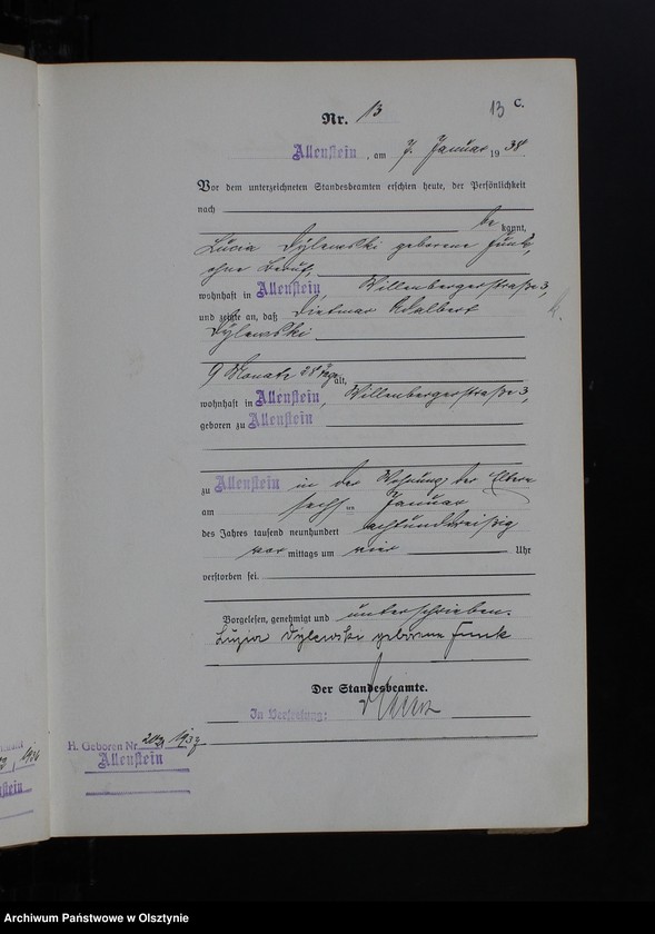 image.from.unit.number "Sterbe-Haupt-Register Tom I, Nr 1-381"