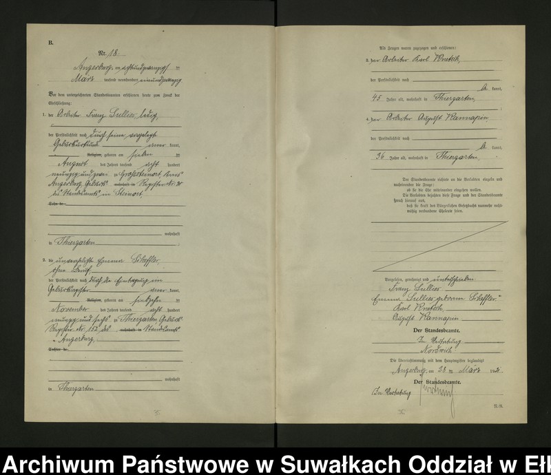 image.from.unit.number "B2. Heirats = Register (Neben = Register) Standesamt Angerburg einschl. der Bezirke, Gross Strengeln, Kehlen und Prinowen No 1 bis 95"