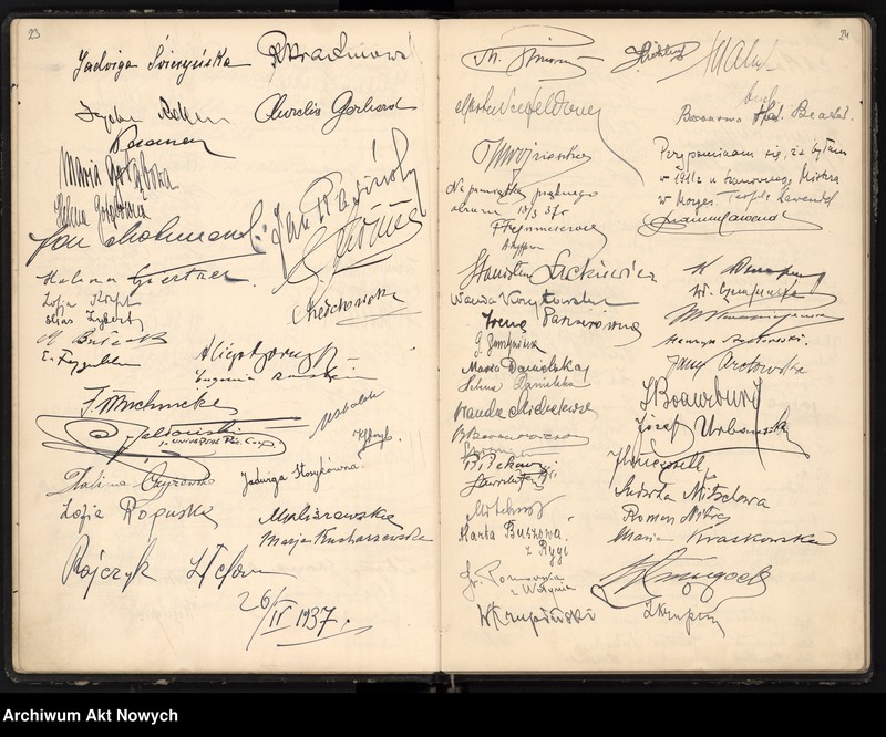image.from.unit.number "Genialnemu Wirtuozowi Ignacemu Paderewskiemu w hołdzie - widzowie filmu "Sonata Księżycowa". Warszawa, kino "Cassino" 1937 (List dyrekcji kina, album podpisów widzów)"