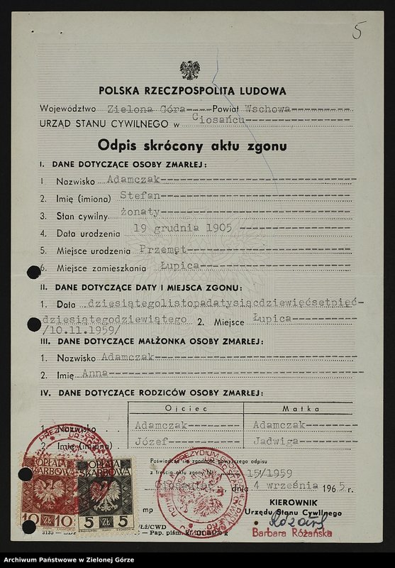 Obraz 13 z jednostki "Zaświadczenia Zarządu Okręgu ZBoWiD dotyczące osadnictwa wojskowego (układ alfabetyczny: A do G)"