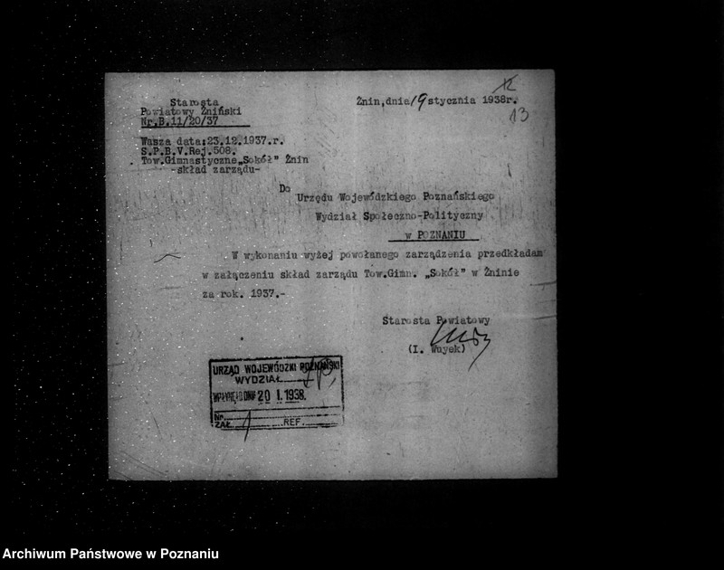 Obraz 17 z jednostki "/Towarzystwo Gimnastyczne „Sokół" w Żninie - rejestracja/"