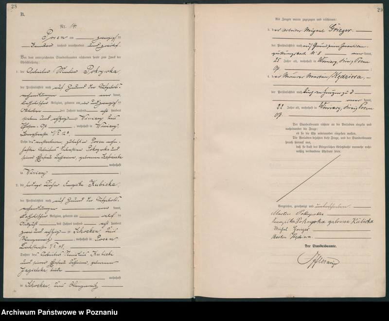 Obraz 16 z jednostki "Księga miejscowa małżeństw tom I [Rejestr główny małżeństw]"