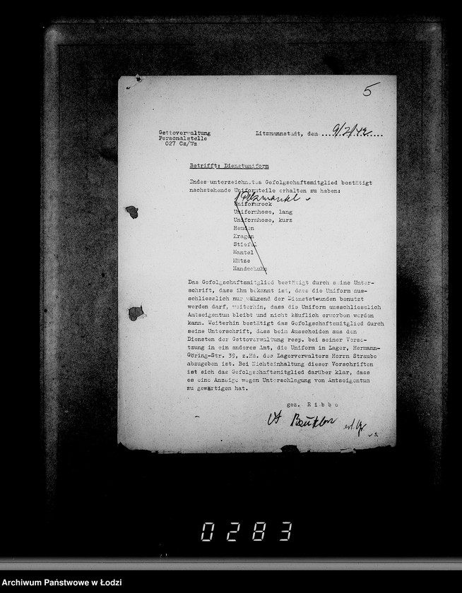 Obraz 9 z jednostki "Ausgeschiedene Dienstuniformen"