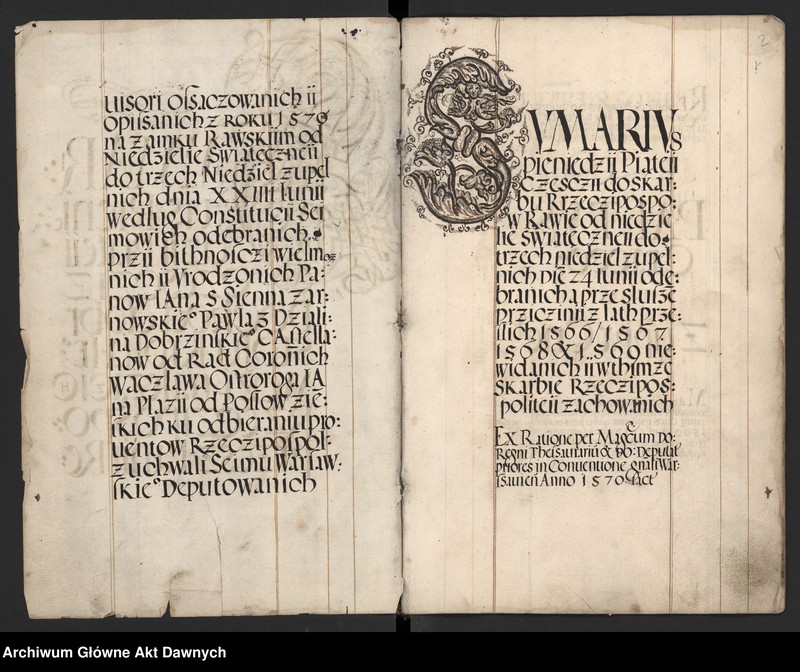 image.from.unit.number "Sumariusz pieniędzy i rejestr retenty piątej części z dochodów dóbr stołowych z terenów całej Rzeczpospolitej."