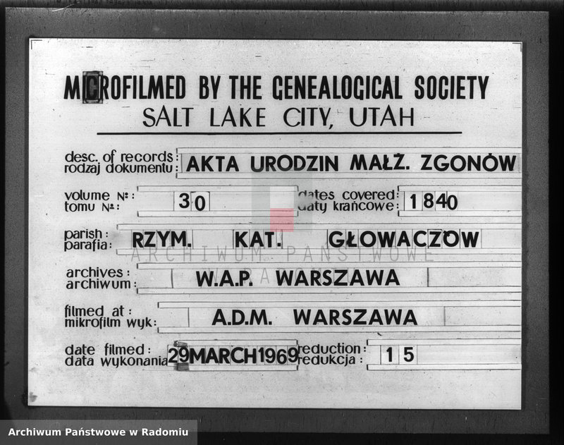 image.from.unit.number "Duplikat akt urodzenia, zaślubin i zeyścia parafii Głowaczew na rok 1840"