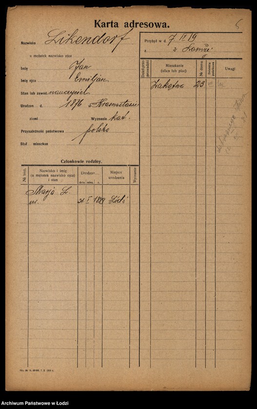 Obraz 7 z jednostki "[Spis ludności Łodzi] Like - Linke"