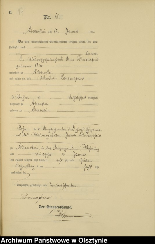 image.from.unit.number "Sterbe-Haupt-Register Tom I,Nr 1 - 316"