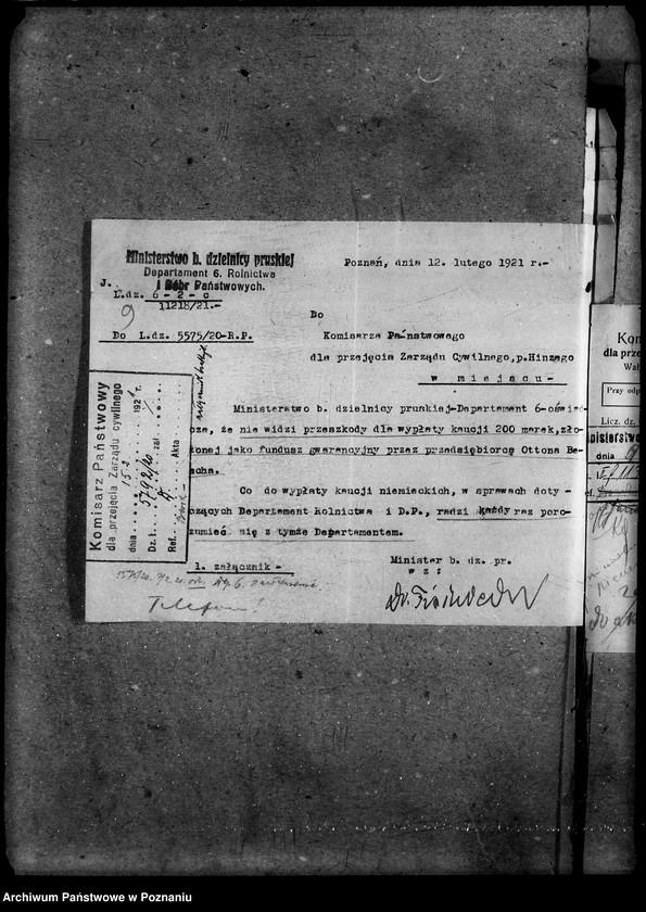 Obraz 13 z jednostki "Sprawy prawne Komisarz Państwowy do przyjęcia Zarządu Cywilnego i rozrachunku z Niemcami"