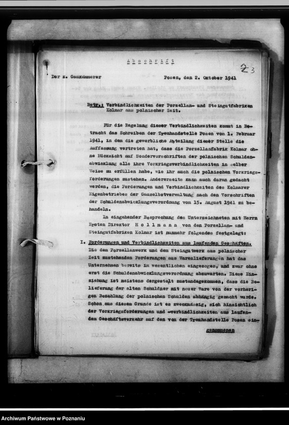 Obraz 7 z jednostki "Alte Schulden und Forderungen aus polnischer Zeit - Kolmar [fabryka porcelany]."