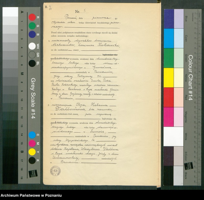 Obraz 3 z jednostki "Księga miejscowa małżeństw tom I [Rejestr główny małżeństw]"