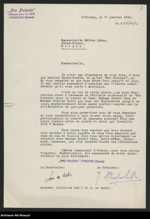 image.from.unit.number "Pro Polonia. Oeuvre suisse de secours aux Polonia victimes de la guerra; Załączniki: 1) Biuletyny Nr Nr 1,2,3; 2) Apel; 3) Raport dotyczący dzieci uciekinierów polskich; 4) kopia listu J. Dębickiego do "Pro Polonia"; L.3"