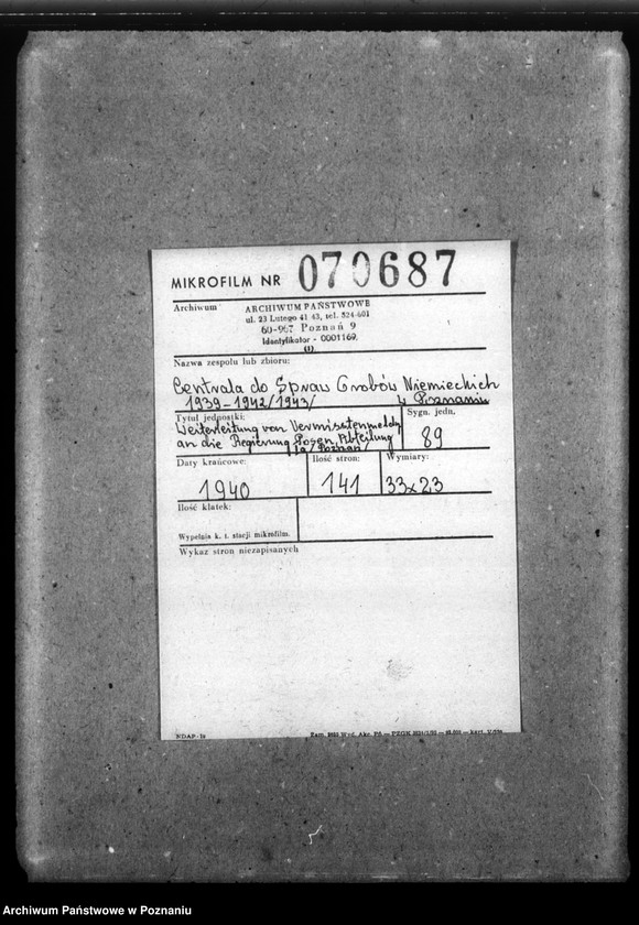 Obraz 2 z jednostki "Weiterleitung von Vermisstenmeldungen an die Regierung Posen, Abteilung Ia (Poznań)"