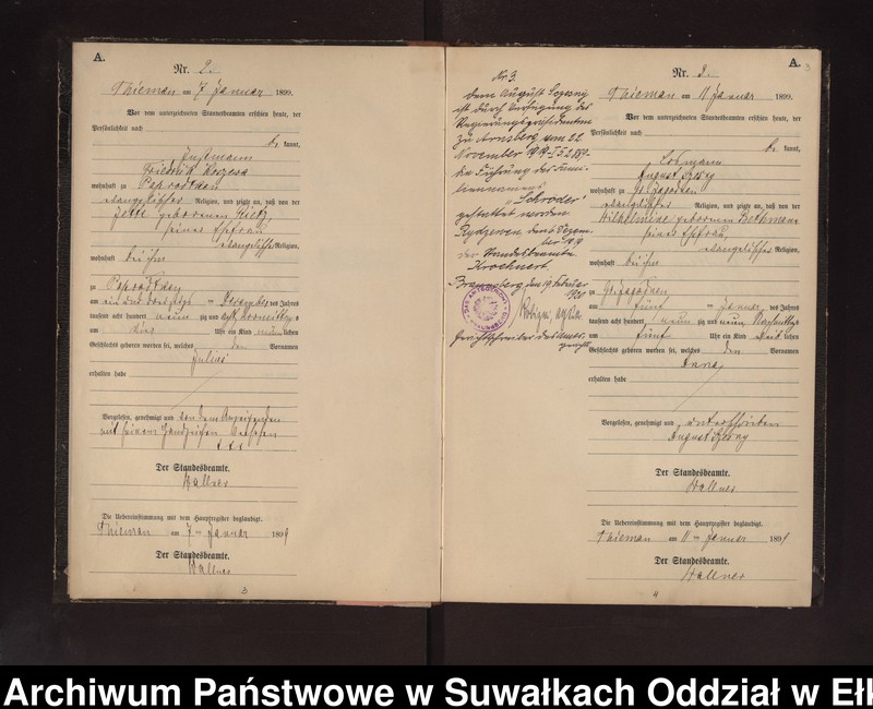 image.from.unit.number "Geburts-Neben-Register des Preussischen Standes-Amtes Rydzewen Kreis Loetzen"