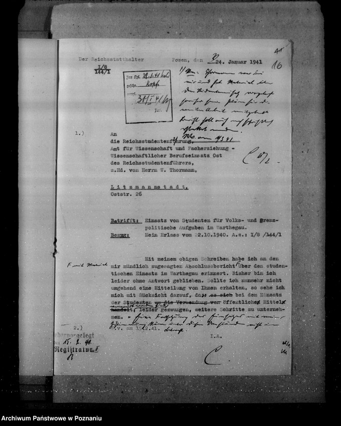 Obraz 20 z jednostki "Einsatz von Studenten für Volks - und grenzpolitische Warthegau"