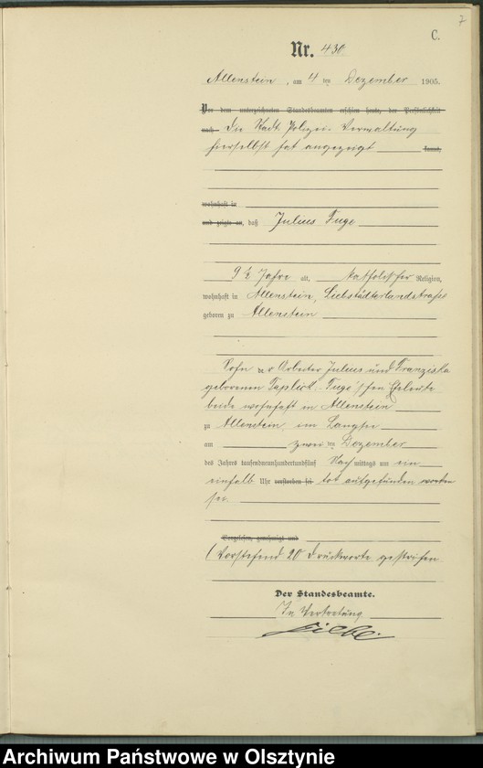 image.from.unit.number "Sterbe-Haupt-Register Tom II, Nr 426-454"