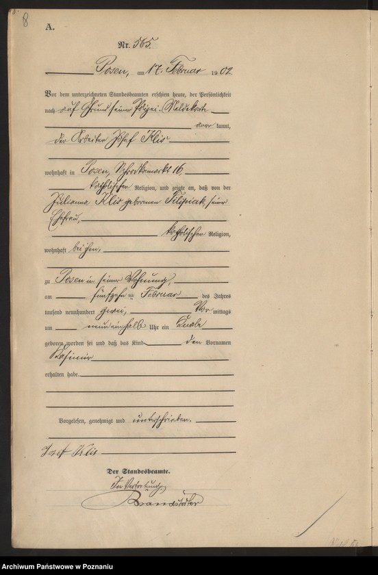 Obraz 11 z jednostki "Księga miejscowa urodzeń t. II"