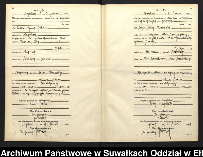 image.from.unit.number "C2. Sterbe = Register (Neben = Register) Standesamt Angerburg einschl. der Standesamtsbezirke Gross Strengeln, Kehlen und Prinowen]"