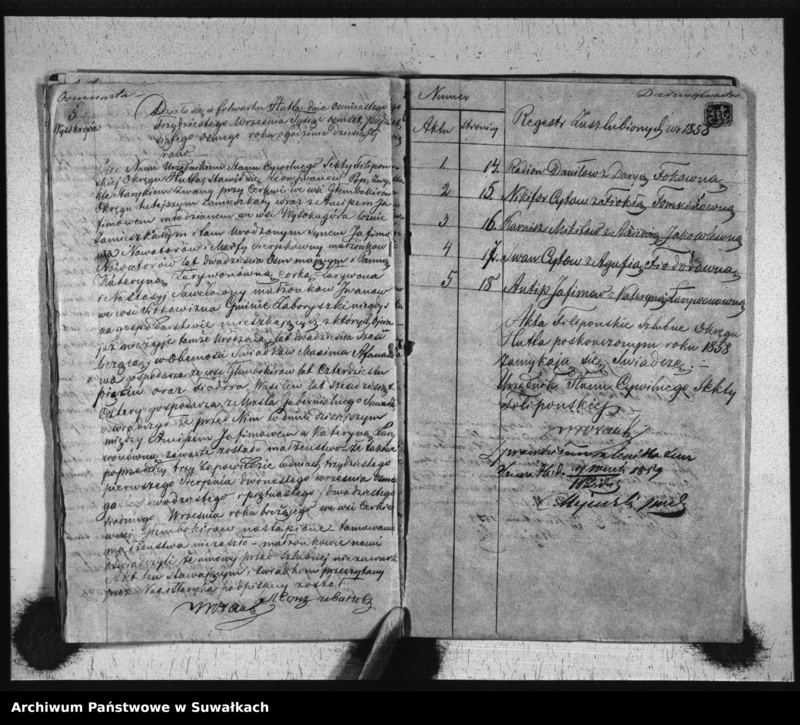 image.from.unit.number "Duplikat Aktów Urzędnika Stanu Cywilnego Sekty Filipońskiej Okręgu Huta Urodzonych, Zaślubionych i Zmarłych z roku 1858"