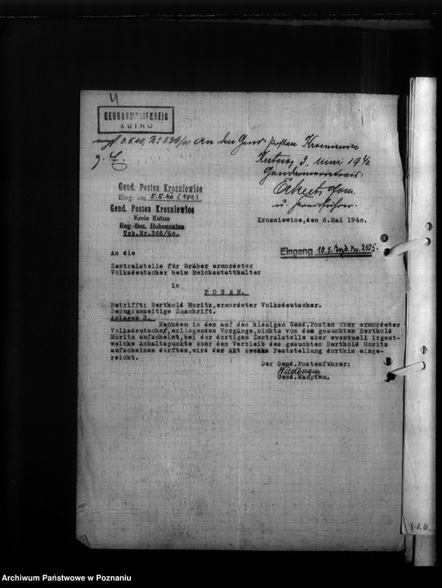 Obraz 8 z jednostki "Schriftwechsel mit Pansegrau (stróż cmentarny) - Thorn (Toruń)"