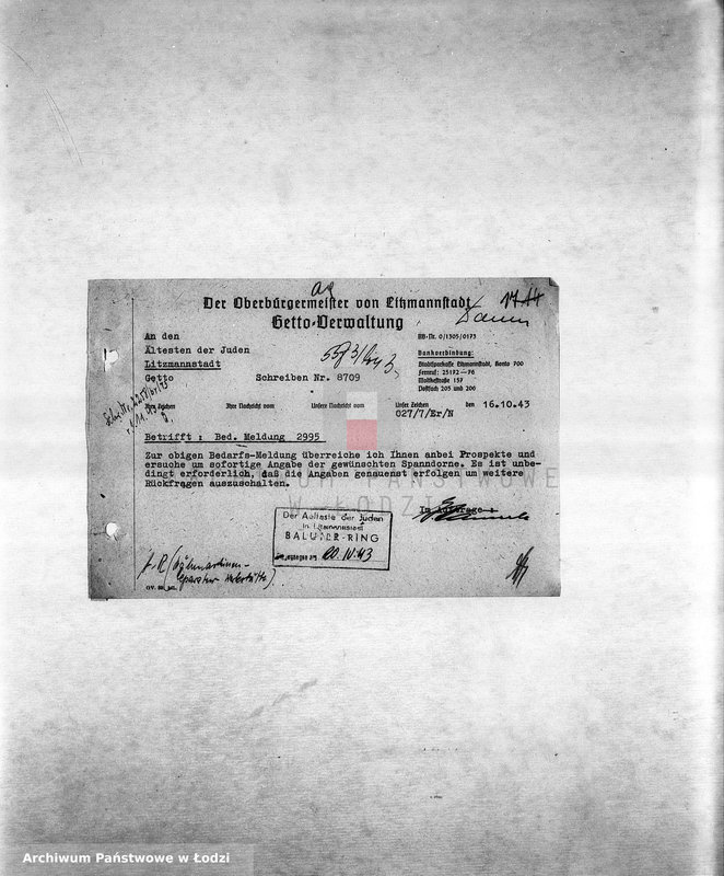 Obraz 20 z jednostki "Arbeitsressort M-P [Niemieckie zamówienia skierowane do resortów pracy, produkcja, zapotrzebowania materiałów do produkcji]"