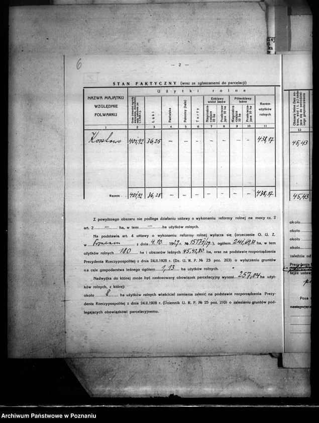Obraz 10 z jednostki "Majątek Kosztowo powiatu wyrzyskiego /wyłączenie z art. 4 ustawy o wykonaniu reformy rolnej"