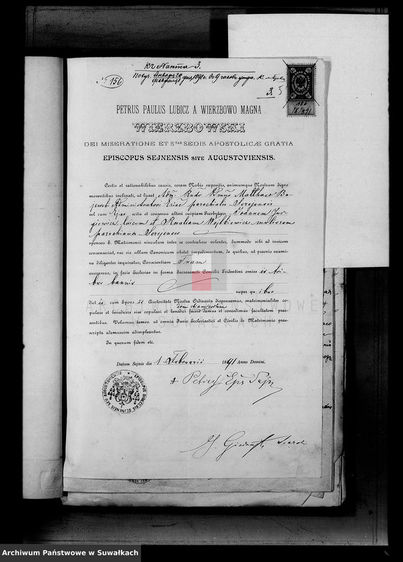 image.from.unit.number "Dokumenty k aktam brakosočetavšichsja Serejskago Rimsko-Katoličeskago prichoda za 1891 g."