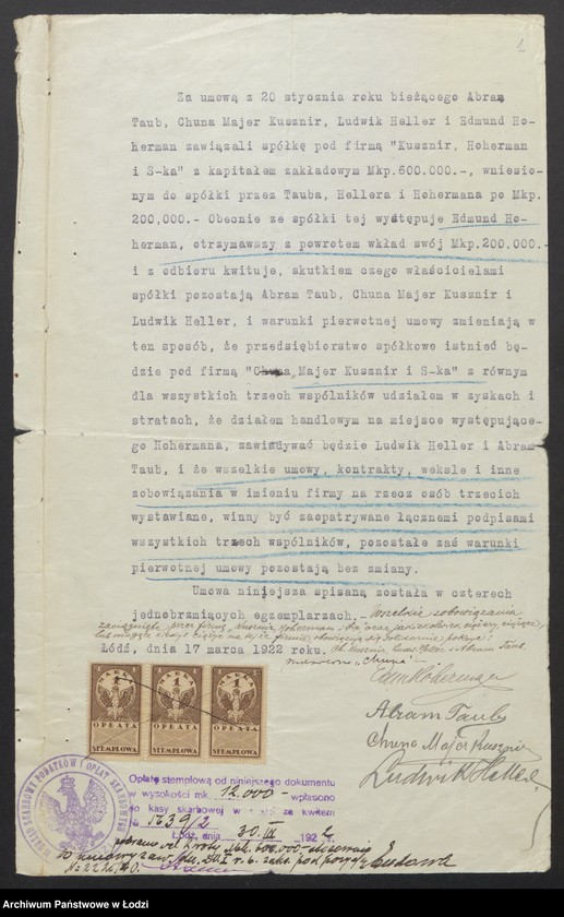 Obraz 3 z jednostki "Kusznir, Heller i S-ka – wyrób i sprzedaż towarów włókienniczych"