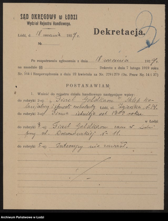 Obraz 5 z jednostki "Fiszel Goldkorn – sklep kolonialny i sprzedaż czekolady"