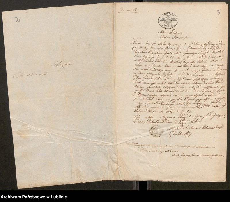 image.from.unit "Alegaty do księgi urodzeń, małżeństw i zgonów z 1846 r."