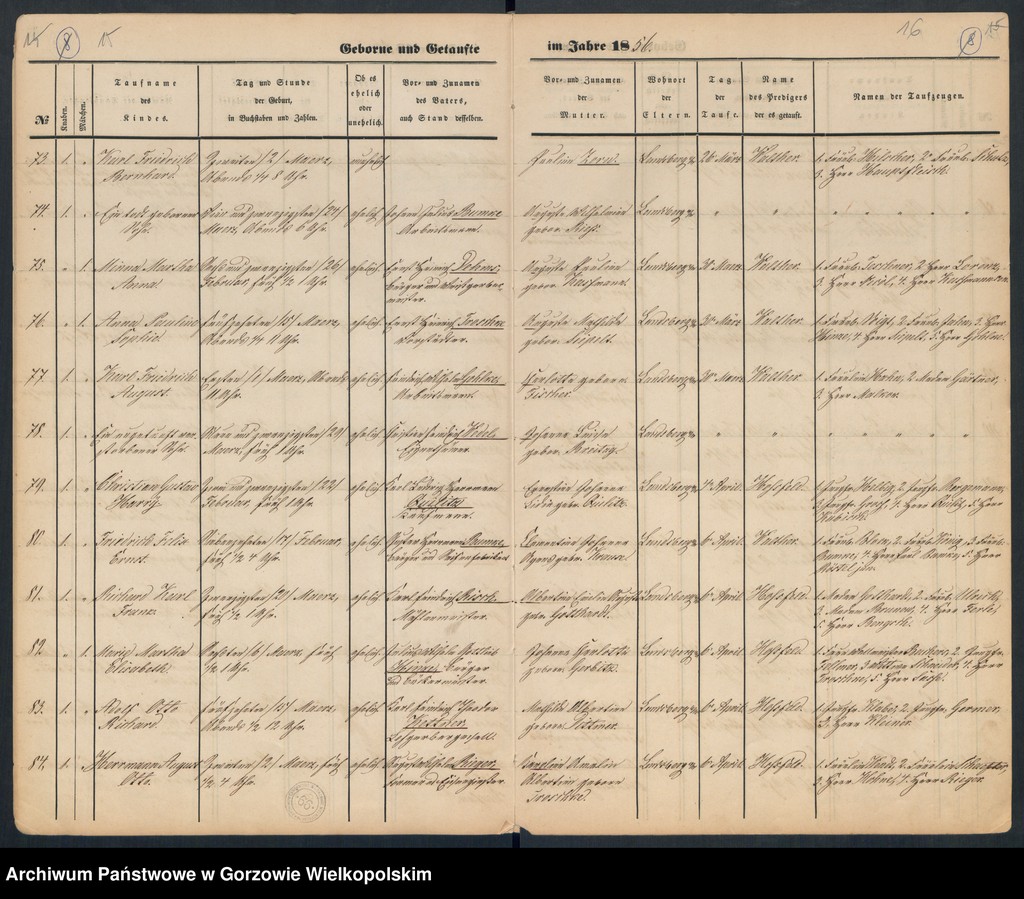 image.from.unit.number "Duplikate der St. Marienkirche Landsberg an der Warthe (Zawiera też księgę zgonów Concordienkirche z 1856 r. oraz dwa zapisy dotyczące małżeństw w 1857 r. w kościele Mariackim)"