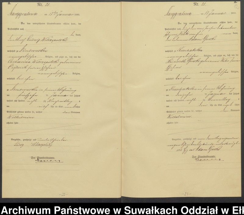 image.from.unit.number "Geburts-Haupt-Register des Königlich Preussischen Standes-Amtes Landgemeinde Marggrabowa Kreis Oletzko"