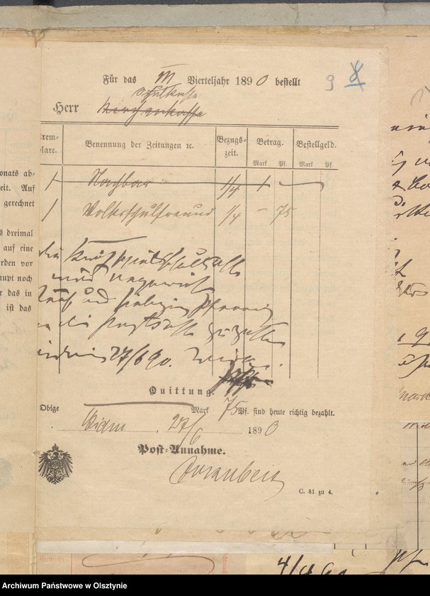 image.from.unit.number "Einnahme und Ausgabe Beläge der Kirchspiels Schulkasse in Widminnen"